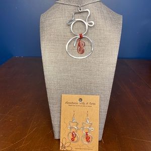 Snowman Necklace and Earring Set